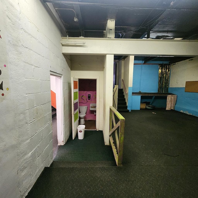 233 E Mansfield St, Bucyrus, OH 44820 - recreation room featuring carpet flooring and a drop ceiling