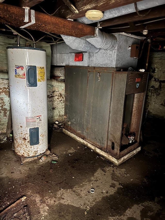 utility room with electric water heater