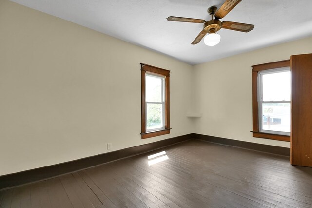 97 S Gamble St, Shelby, OH 44875 - spare room with healthy amount of natural light, hardwood / wood-style flooring, and a ceiling fan