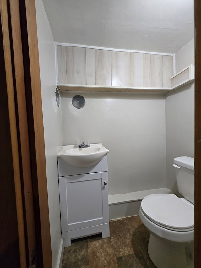 423 Beechwood Dr, Galion, OH 44833 - half bath with toilet, vanity, and stone finish flooring