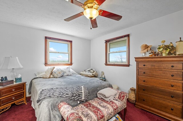 524.526 Rudy Rd, Mansfield, OH 44903 - bedroom featuring carpet, a textured ceiling, and ceiling fan