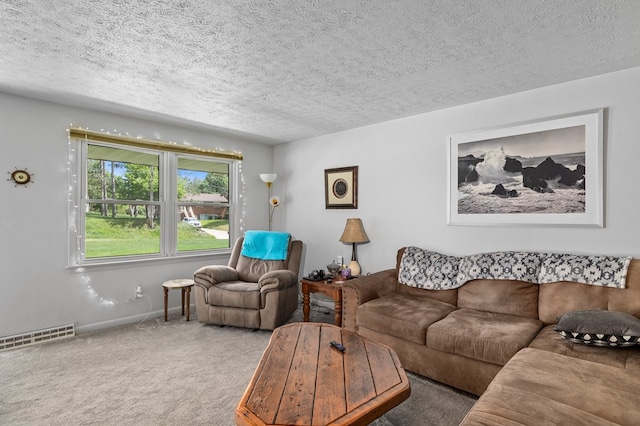 524.526 Rudy Rd, Mansfield, OH 44903 - living room featuring a textured ceiling, carpet floors, and baseboards