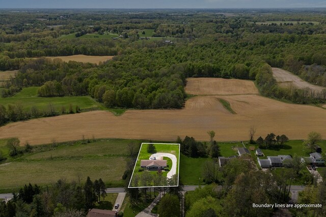 524.526 Rudy Rd, Mansfield, OH 44903 - overview of rural landscape with property parcel outlined and a heavily wooded area