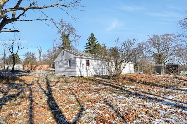 view of snow covered exterior