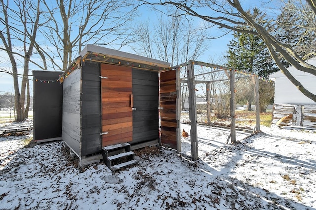 view of snow covered structure