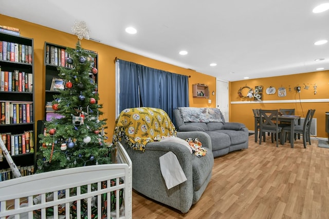 living room with wood-type flooring