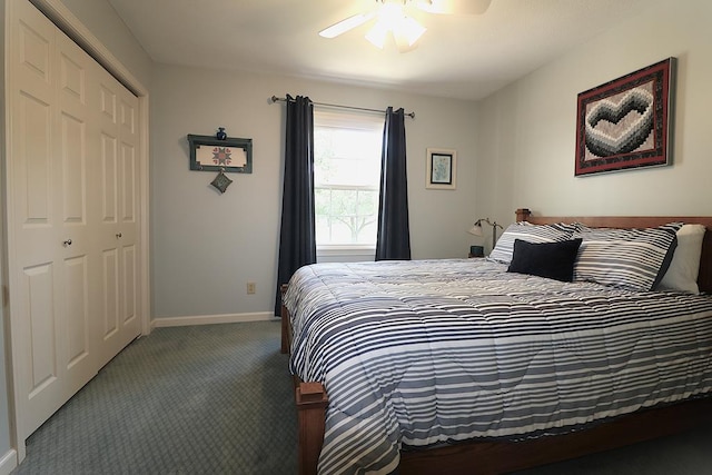 10411 River Rd, Huron, OH 44839 - carpeted bedroom featuring a closet and a ceiling fan