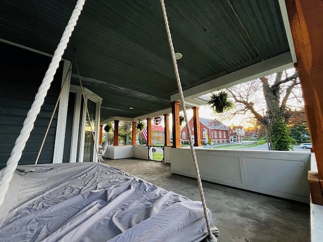 bedroom with concrete floors