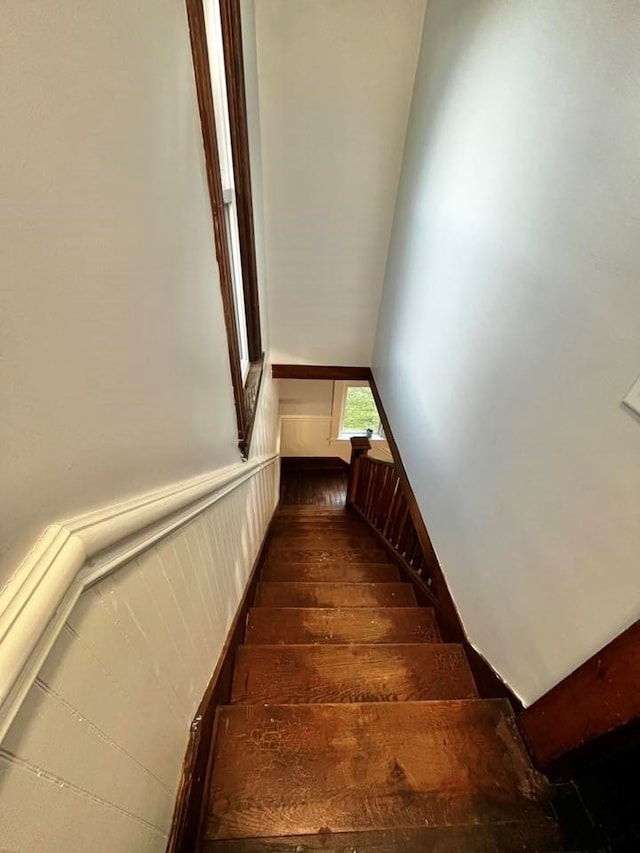 staircase featuring wood finished floors