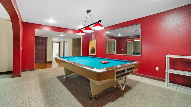 1439 Township Rd Unit 1238, Ashland, OH 44805 - playroom with carpet, billiards, a textured wall, baseboards, and recessed lighting