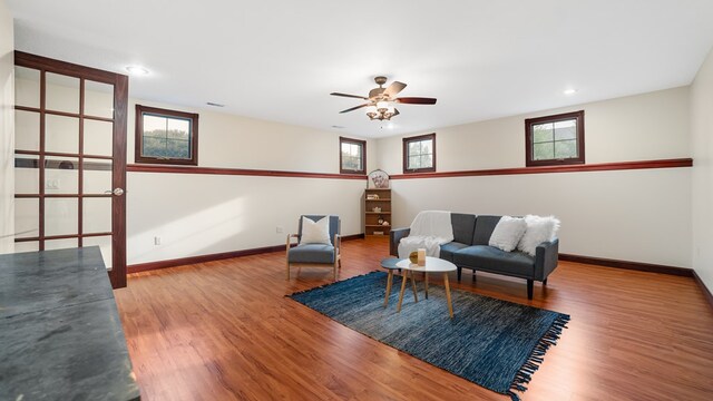 1439 Township Rd Unit 1238, Ashland, OH 44805 - sitting room with wood finished floors, a ceiling fan, baseboards, and recessed lighting