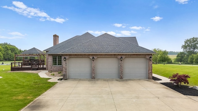 1439 Township Rd Unit 1238, Ashland, OH 44805 - view of property exterior with a gazebo, brick siding, a garage, and roof with shingles