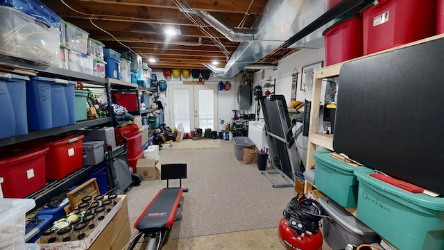 storage area with french doors