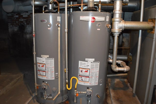 utility room with water heater