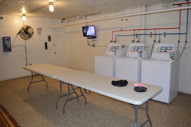 basement featuring washer and dryer