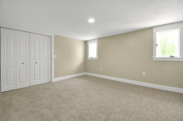 5616 Windfall Rd, Galion, OH 44833 - unfurnished bedroom with baseboards, carpet flooring, recessed lighting, and a closet