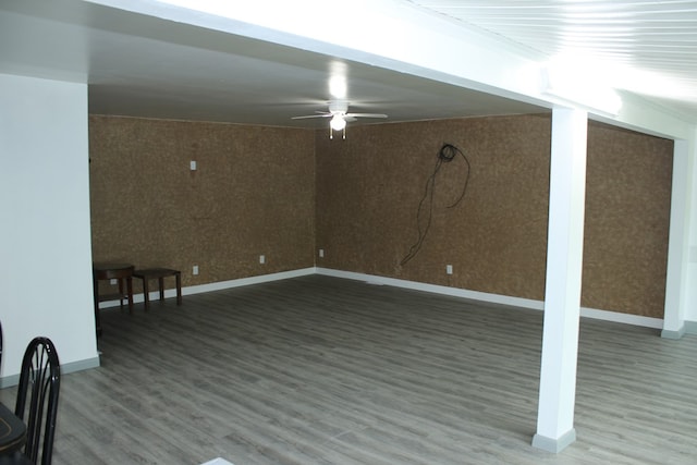 1192 Burger Ave, Mansfield, OH 44906 - basement with ceiling fan, wood finished floors, and baseboards