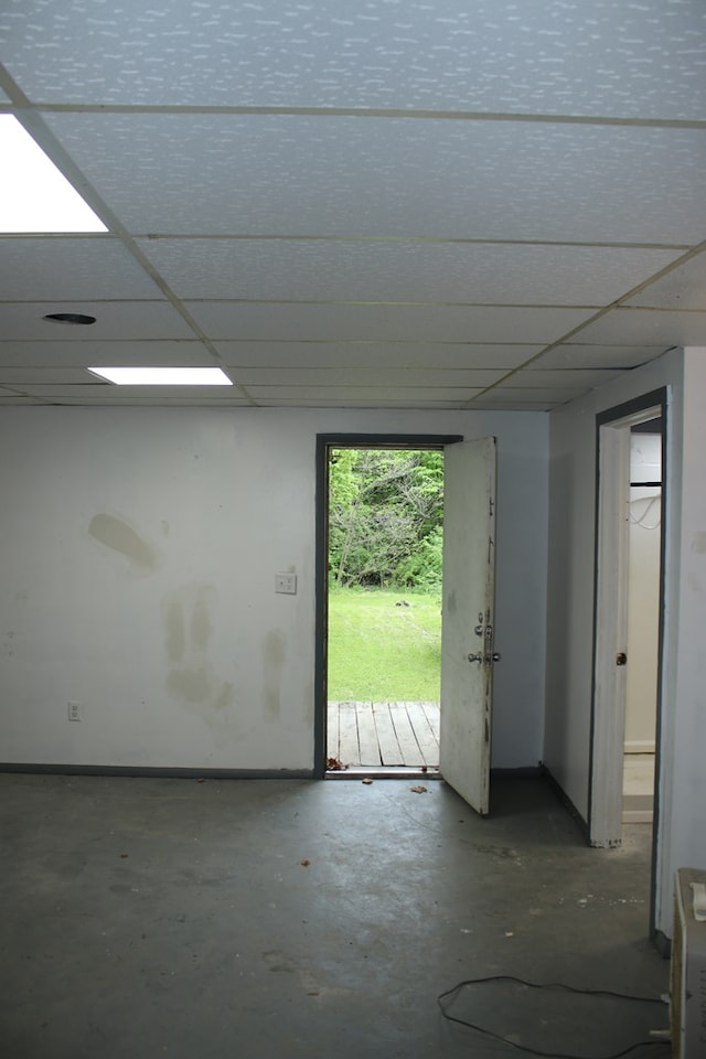 1192 Burger Ave, Mansfield, OH 44906 - spare room with unfinished concrete floors, baseboards, and a drop ceiling