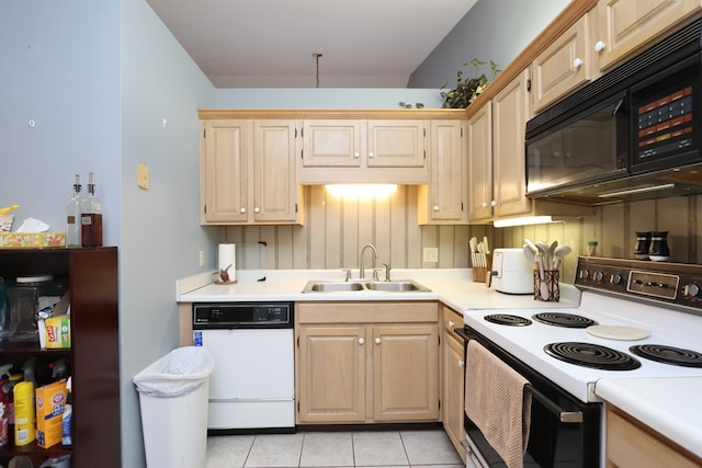 1690 Riva Ridge Dr, Mansfield, OH 44904 - kitchen with electric range, dishwasher, black microwave, a sink, and light countertops