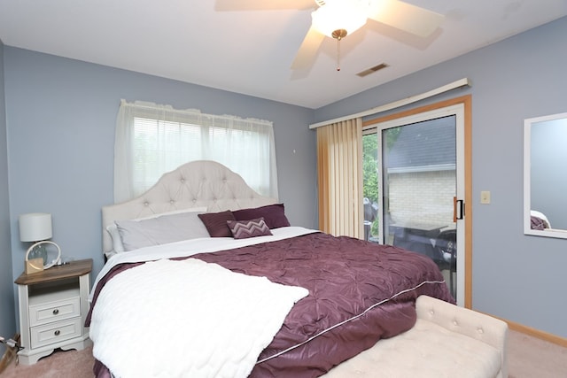 1690 Riva Ridge Dr, Mansfield, OH 44904 - carpeted bedroom featuring access to outside, baseboards, and a ceiling fan