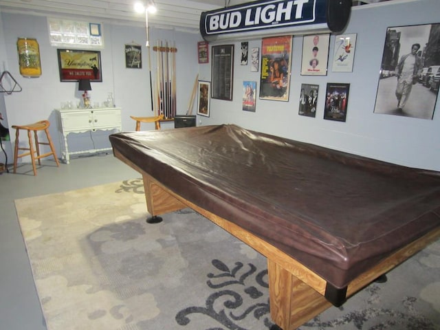 recreation room with concrete flooring and billiards