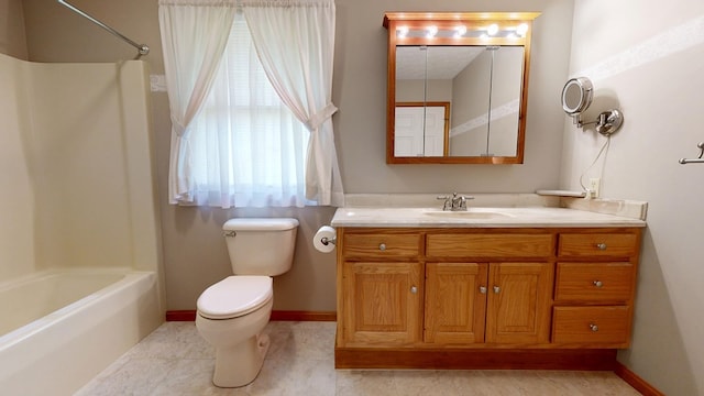 62 Elmridge Rd, Mansfield, OH 44907 - bathroom with vanity, toilet, shower / bath combination, and baseboards