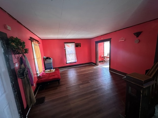514 Clark St, Willard, OH 44890 - living area with dark wood finished floors and baseboards