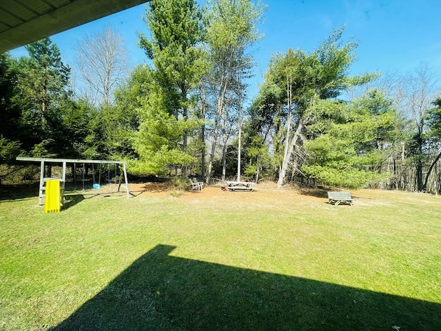 view of yard with a playground