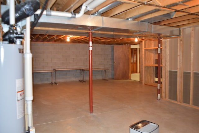 basement with water heater