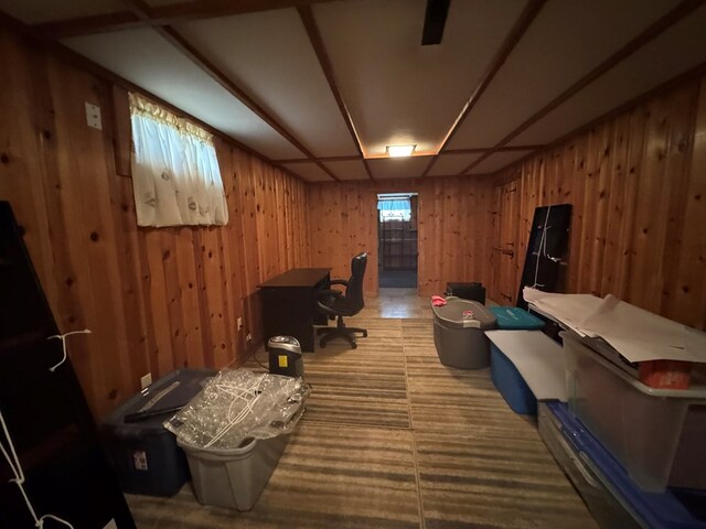 763 Sunnyside Dr, Galion, OH 44833 - office with wood walls and carpet flooring
