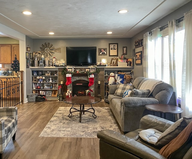 living room featuring light wood-type flooring