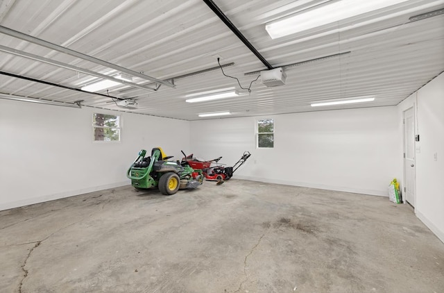 garage with a garage door opener