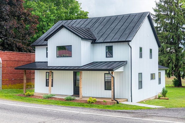 7331 State Route 314, Bellville, OH 44813 - modern farmhouse style home with a standing seam roof, a metal roof, and covered porch