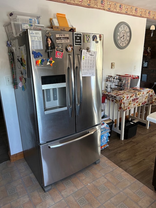 kitchen with stainless steel fridge