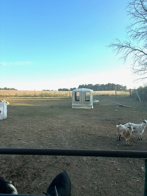 view of yard with a rural view