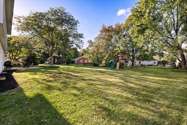 view of yard featuring a playground