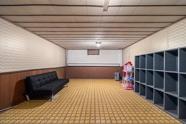 2055 Random Dr, Mansfield, OH 44904 - unfurnished room with a wainscoted wall, wallpapered walls, and carpet