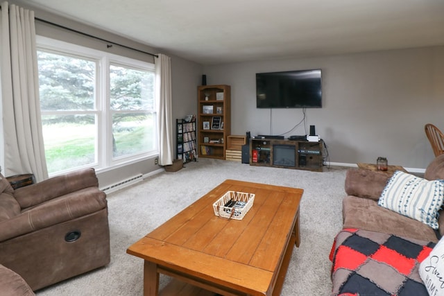 468 Clearview Rd, Mansfield, OH 44907 - carpeted living room with baseboard heating and baseboards
