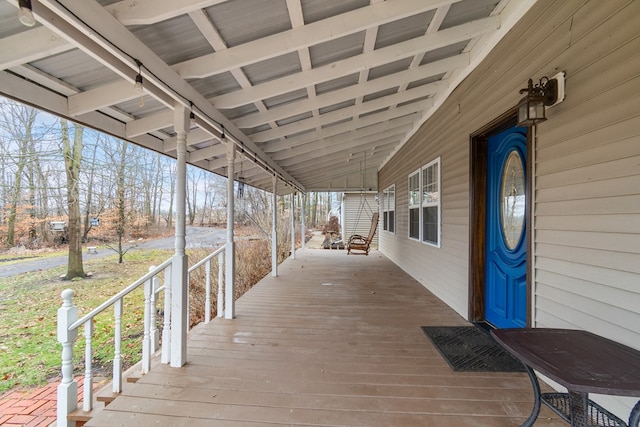 deck with covered porch