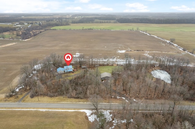 aerial view with a rural view