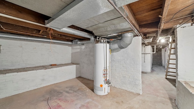 basement with gas water heater