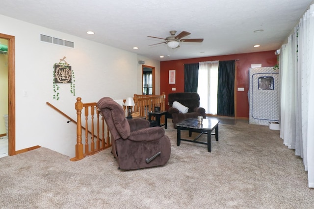 1321 W Hanley Rd, Mansfield, OH 44904 - carpeted living area with recessed lighting and a ceiling fan