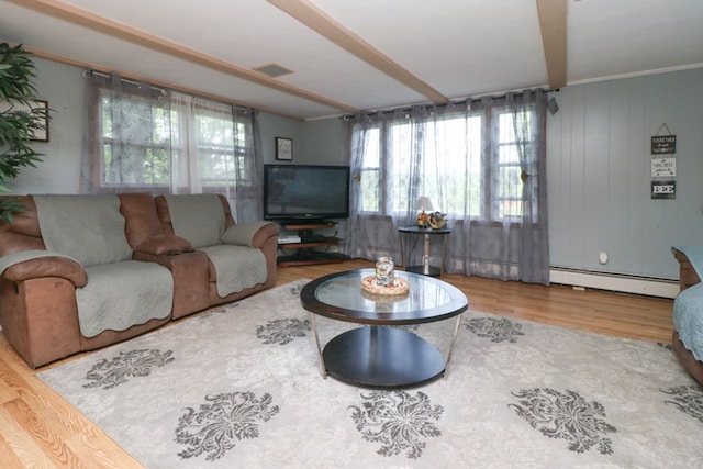 1321 W Hanley Rd, Mansfield, OH 44904 - living room with a baseboard heating unit and wood finished floors