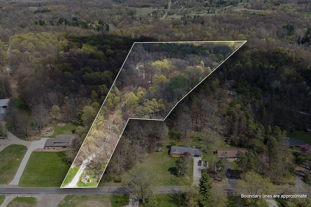 aerial view with a forest view