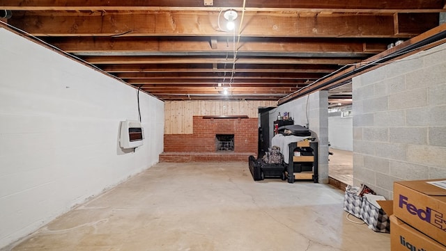 basement with heating unit