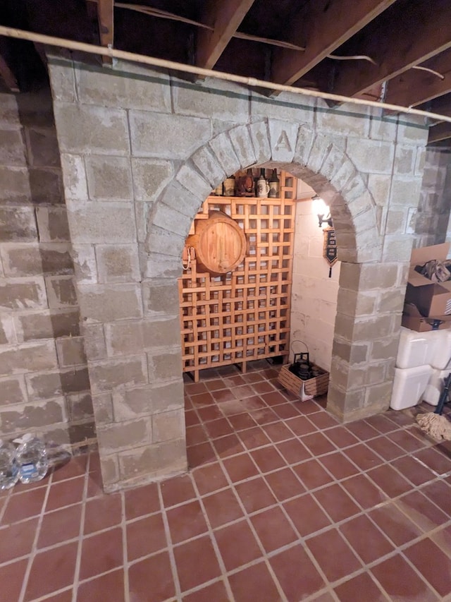 view of wine cellar