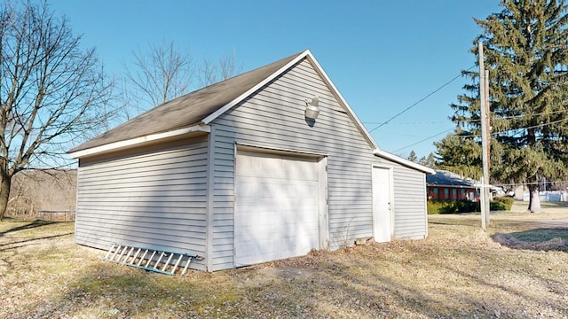 view of detached garage