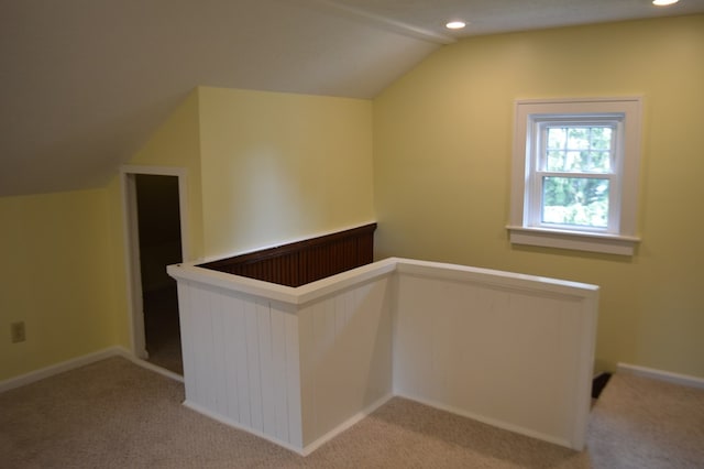 1211 S Sandusky Ave, Bucyrus, OH 44820 - additional living space featuring lofted ceiling, light colored carpet, recessed lighting, and baseboards