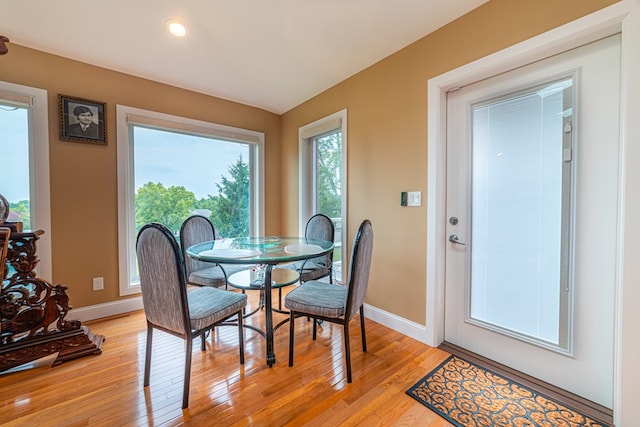 dining room with light hardwood / wood-style flooring