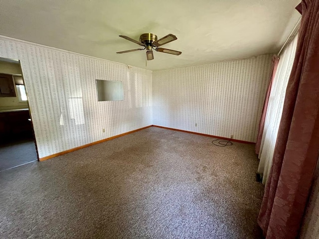 spare room with ceiling fan